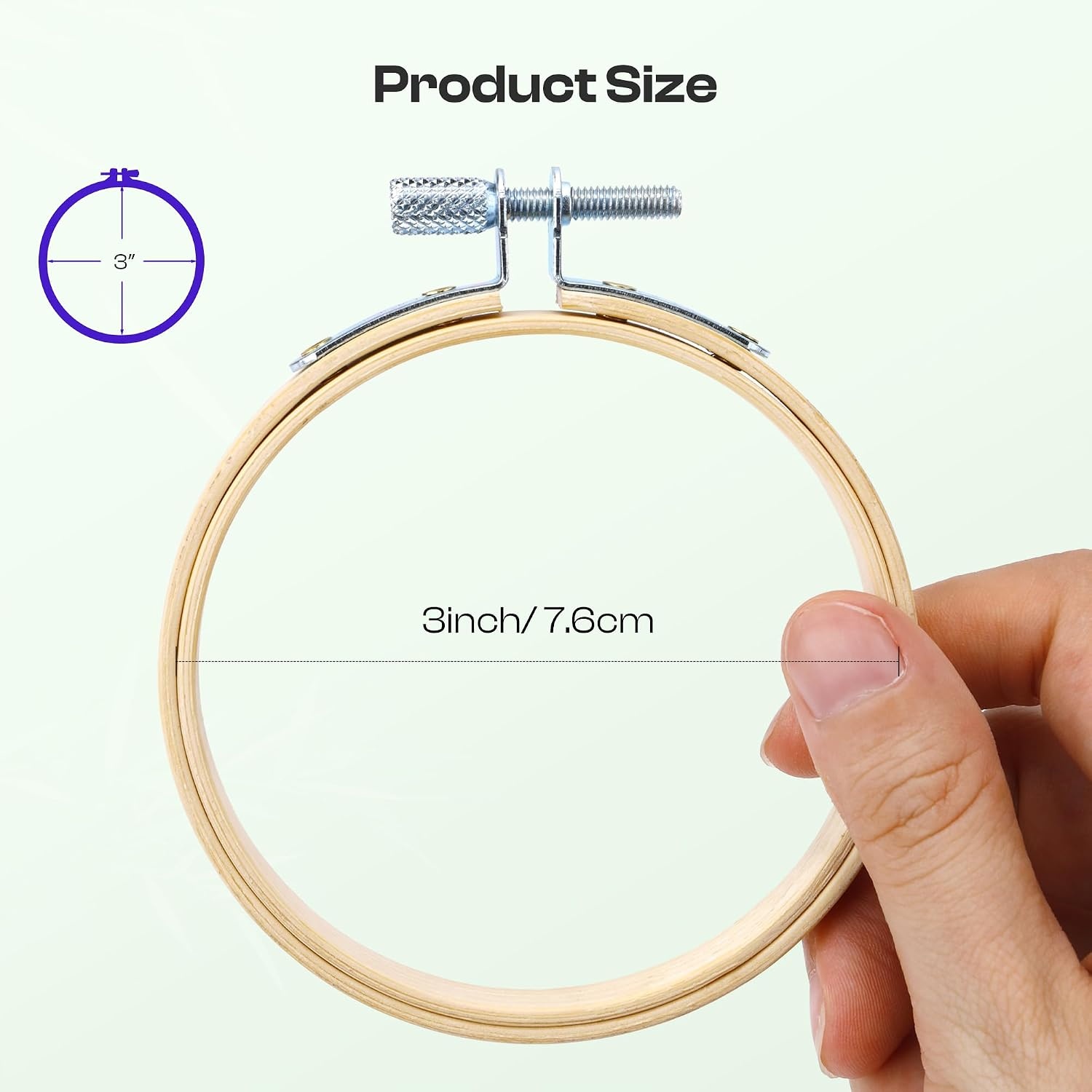 Caydo 6 Pieces 6 Inch Embroidery Hoop with Metal Screw, Round Embroidery Hoops Set, Bamboo Cross Stitch Hoop Ring, Embroidery Frames for Art Craft Sewing, Home Ornaments(3 INCH)