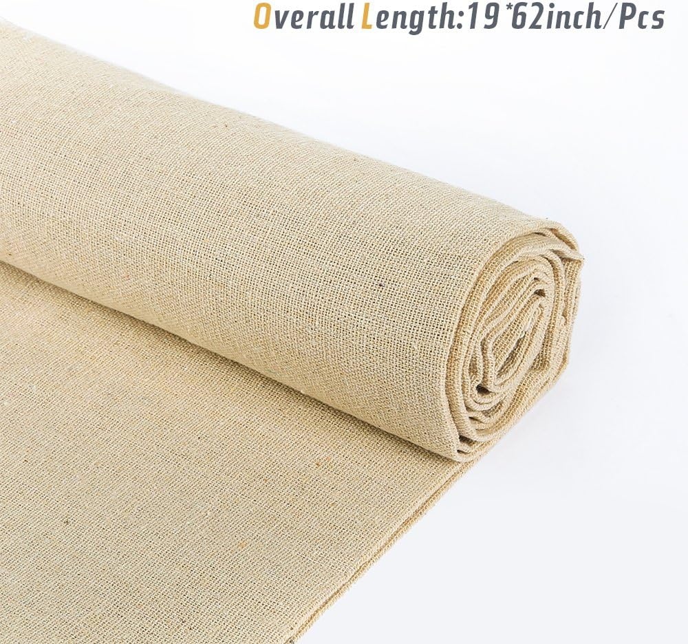 Caydo 3 Pieces Large Size Linen Needlework Fabric for Garment Craft, Flower Pot Decoration and Tablecloth, 62 by 19 Inch