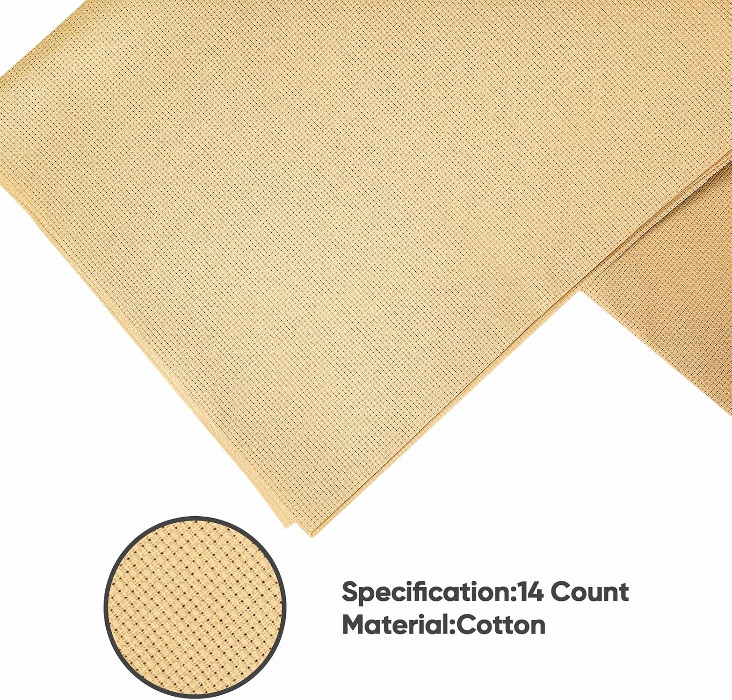 Caydo 39 by 25.6 Inch Aida Cloth 14 Count Classic Reserve Big Size Cross Stitch Cloth Fabric for Handmade Crafts and Needlework (Khaki)