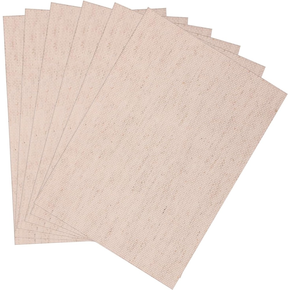 Caydo 6 Pieces Aida Cloth 14 Count White Cross Stitch Fabric for Craft Embroidery, Handmade Needlework, DIY Handicrafts, 12 by 18-Inch(Linen)