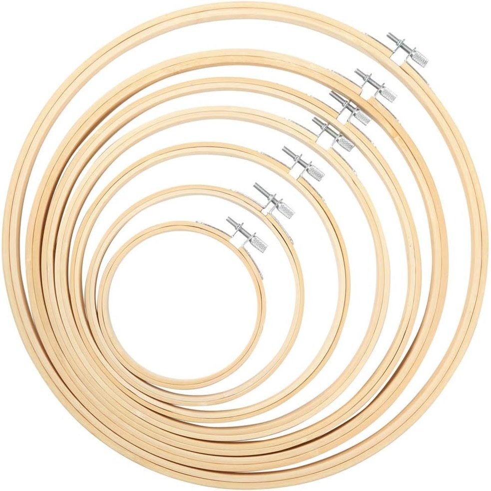 Caydo 6 Pieces Embroidery Hoops 3 Inch to 10 Inch Cross Stitch Hoop Small Embroidery Hoop with 16 Pieces Needles for Embroidery, Punch Needle, Craft Sewing and Ornaments(7 PCS)