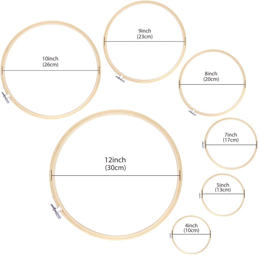 Caydo 6 Pieces Embroidery Hoops 3 Inch to 10 Inch Cross Stitch Hoop Small Embroidery Hoop with 16 Pieces Needles for Embroidery, Punch Needle, Craft Sewing and Ornaments(7 PCS)