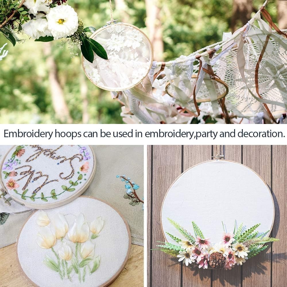 Caydo 6 Pieces Embroidery Hoops 3 Inch to 10 Inch Cross Stitch Hoop Small Embroidery Hoop with 16 Pieces Needles for Embroidery, Punch Needle, Craft Sewing and Ornaments(7 PCS)