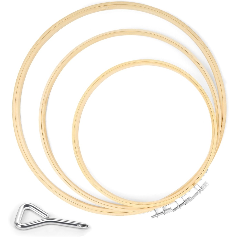 Caydo 3 Pack 12 Inch Wood Embroidery Hoop Circle Cross Stitch Hoop Ring for Art Craft Handy Sewing(8+10+12 INCH)