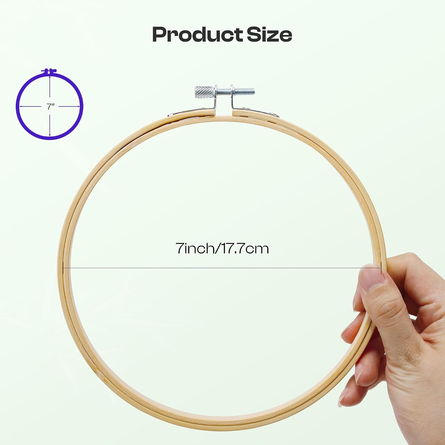 Caydo 6 Pieces 6 Inch Embroidery Hoop with Metal Screw, Round Embroidery Hoops Set, Bamboo Cross Stitch Hoop Ring, Embroidery Frames for Art Craft Sewing, Home Ornaments(7 INCH)