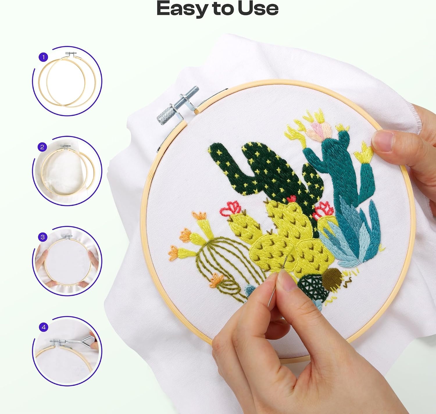 Caydo 6 Pieces 6 Inch Embroidery Hoop with Metal Screw, Round Embroidery Hoops Set, Bamboo Cross Stitch Hoop Ring, Embroidery Frames for Art Craft Sewing, Home Ornaments(7 INCH)