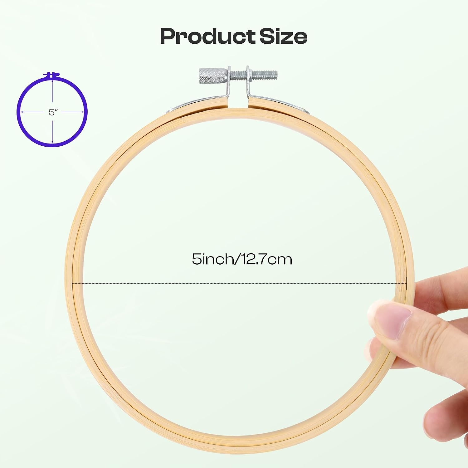 Caydo 6 Pieces 6 Inch Embroidery Hoop with Metal Screw, Round Embroidery Hoops Set, Bamboo Cross Stitch Hoop Ring, Embroidery Frames for Art Craft Sewing, Home Ornaments(5 INCH)
