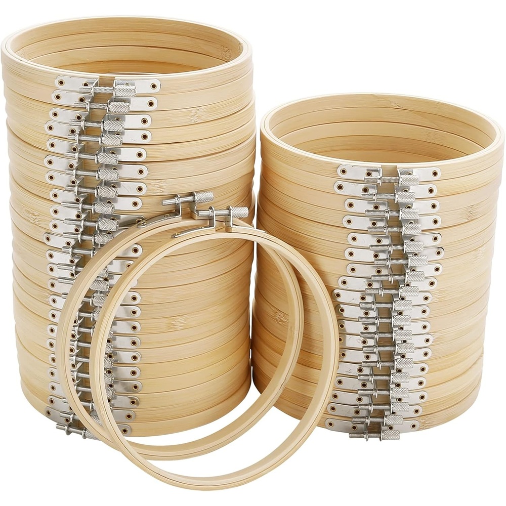 Caydo 40 Pieces 6 Inch Round Embroidery Hoops Bulk, Cross Stitch Hoop Ring Circle for Embroidery Decoration and Handy Sewing
