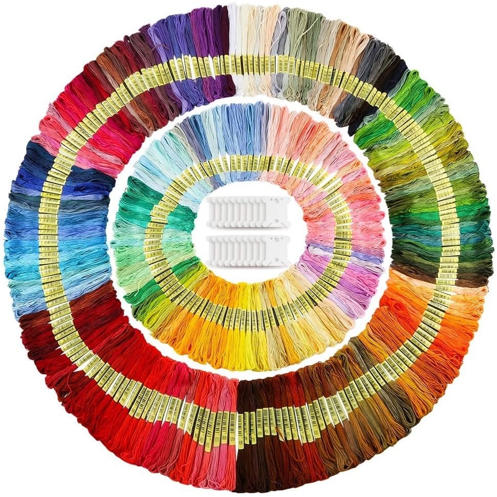 Caydo 300 Skeins Embroidery Floss, Rainbow Color Friendship Bracelets Floss with 20 Pieces Floss Bobbins