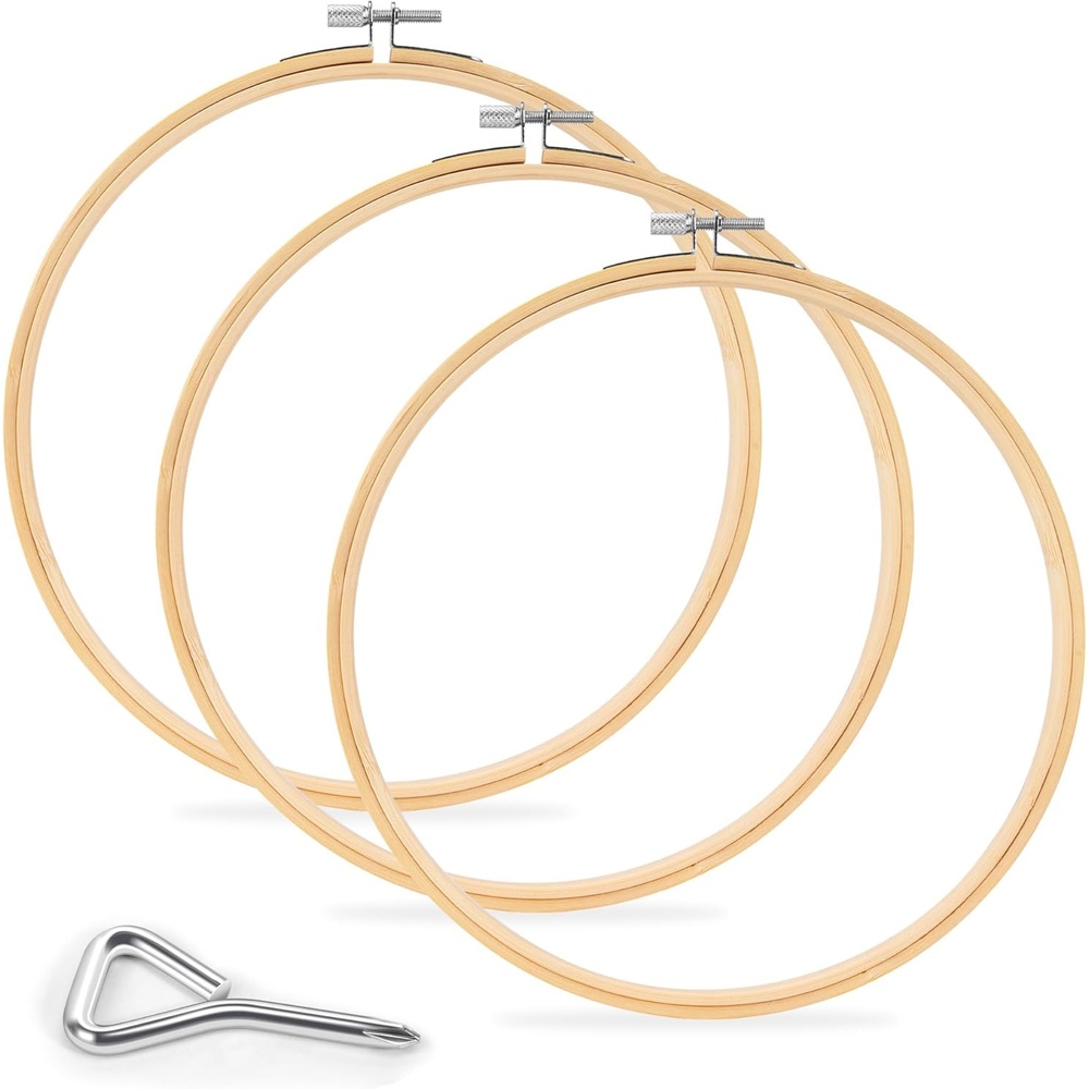 Caydo 3 Pack 12 Inch Wood Embroidery Hoop Circle Cross Stitch Hoop Ring for Art Craft Handy Sewing(8 INCH)