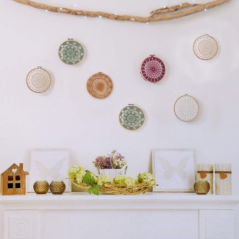 Caydo 24 Pieces 5 Inch Embroidery Hoops Bulk, Cross Stitch Hoop Embroidery Frame for Art Craft Handy Sewing and Christmas Wall Decoration(4 Inch)