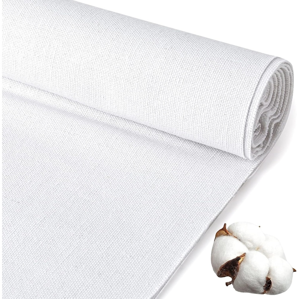 Caydo 20 by 60-Inch White Cotton Fabric Natural Cotton Fabric 100% Cotton Fabric for Embroidery Sewing and Garments Craft