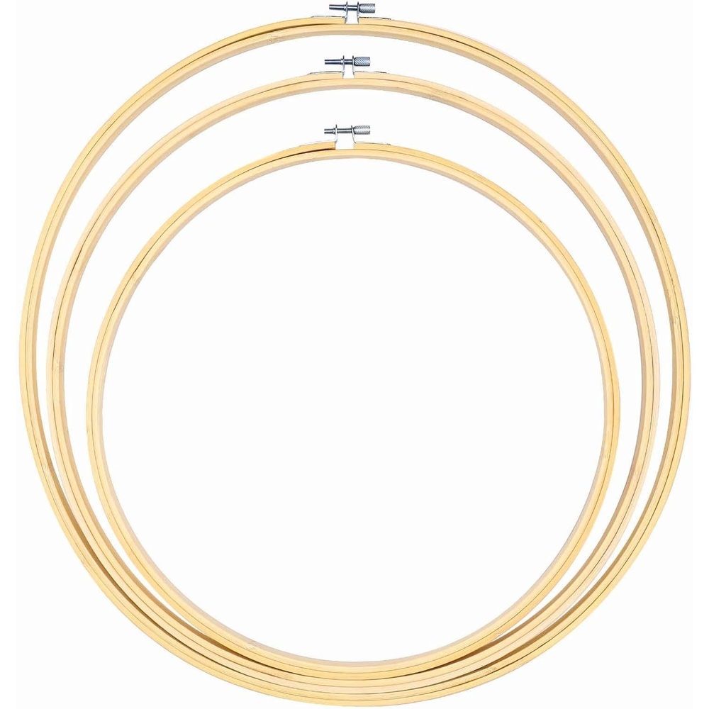 Caydo 3 Pieces 14/16/18Inch Large Round Embroidery Hoops Kit, Cross Stitch Hoop Ring for Art Craft Handy Sewing, Wedding Wreath, Dream Catch, and Wall Hanging Decoration