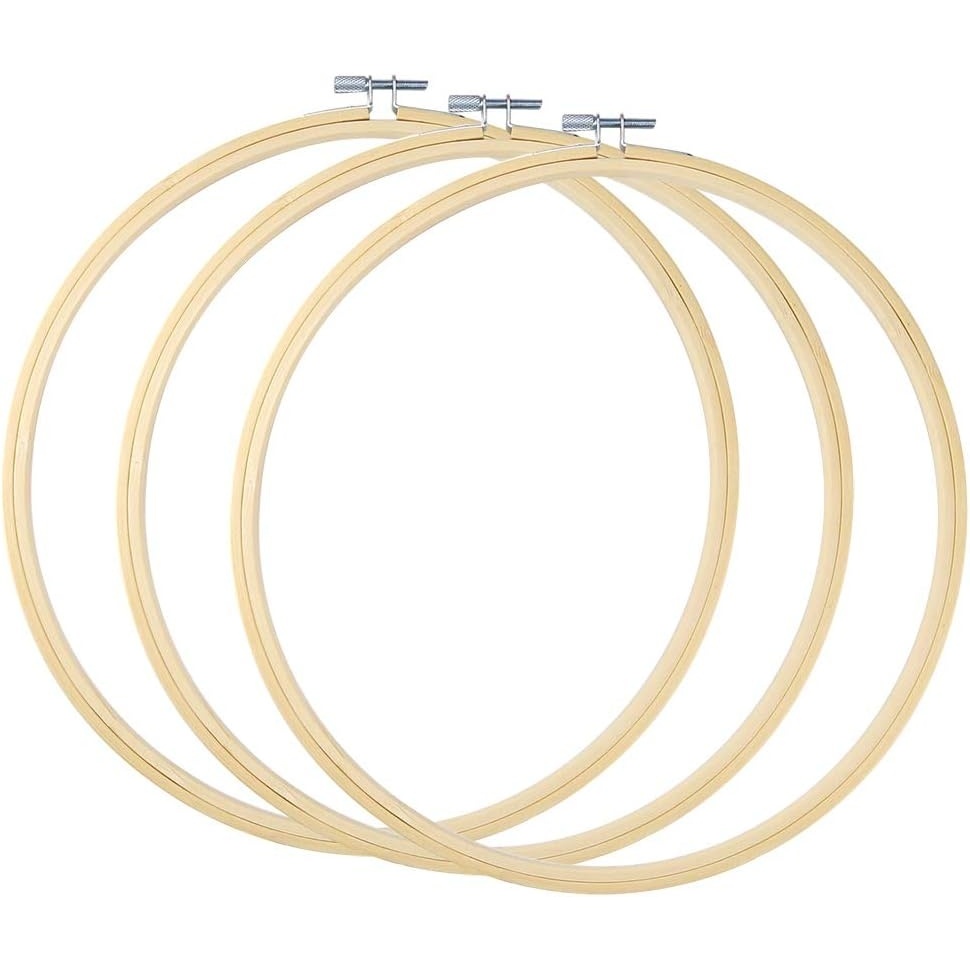 Caydo 3 Pack 12 Inch Wood Embroidery Hoop Circle Cross Stitch Hoop Ring for Art Craft Handy Sewing(12 INCH)