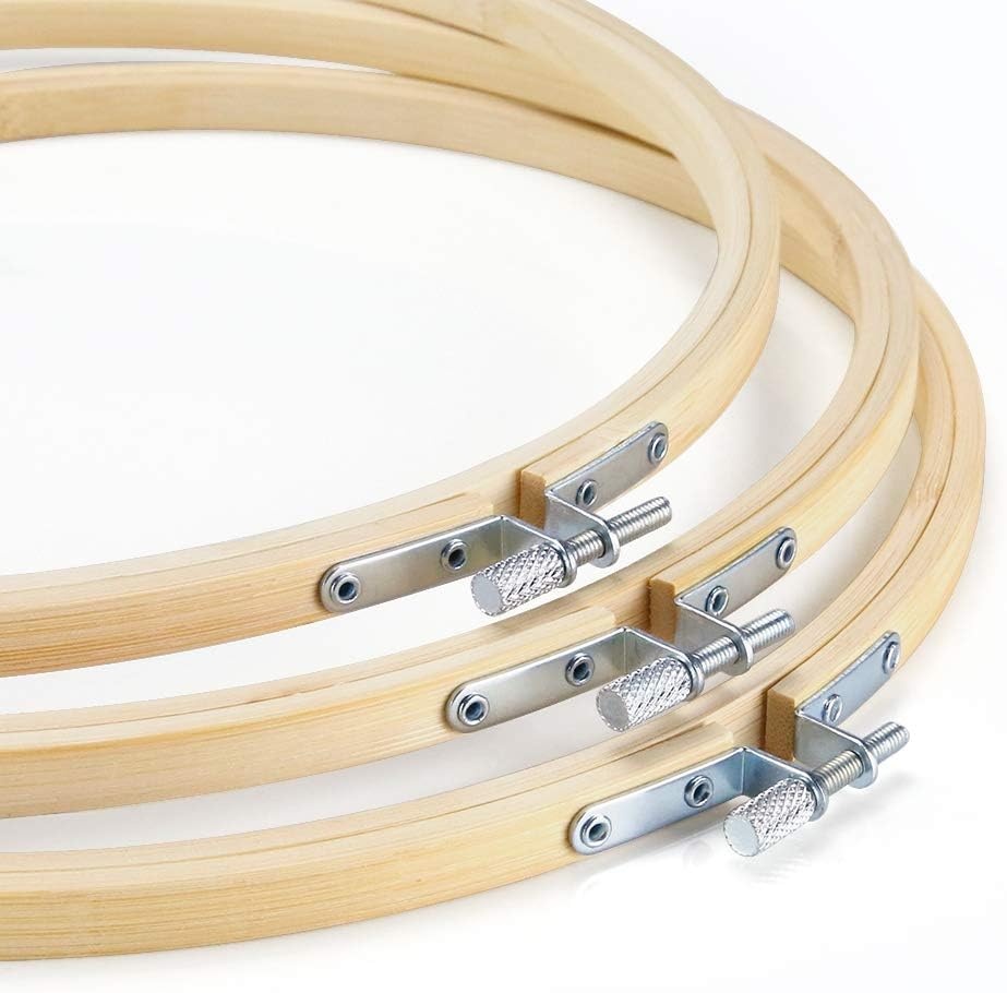 Caydo 3 Pack 12 Inch Wood Embroidery Hoop Circle Cross Stitch Hoop Ring for Art Craft Handy Sewing(12 INCH)
