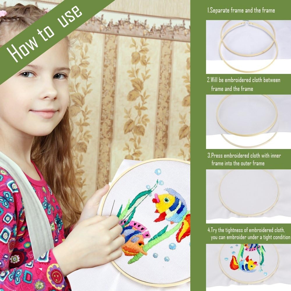Caydo 3 Pack 12 Inch Wood Embroidery Hoop Circle Cross Stitch Hoop Ring for Art Craft Handy Sewing(12 INCH)