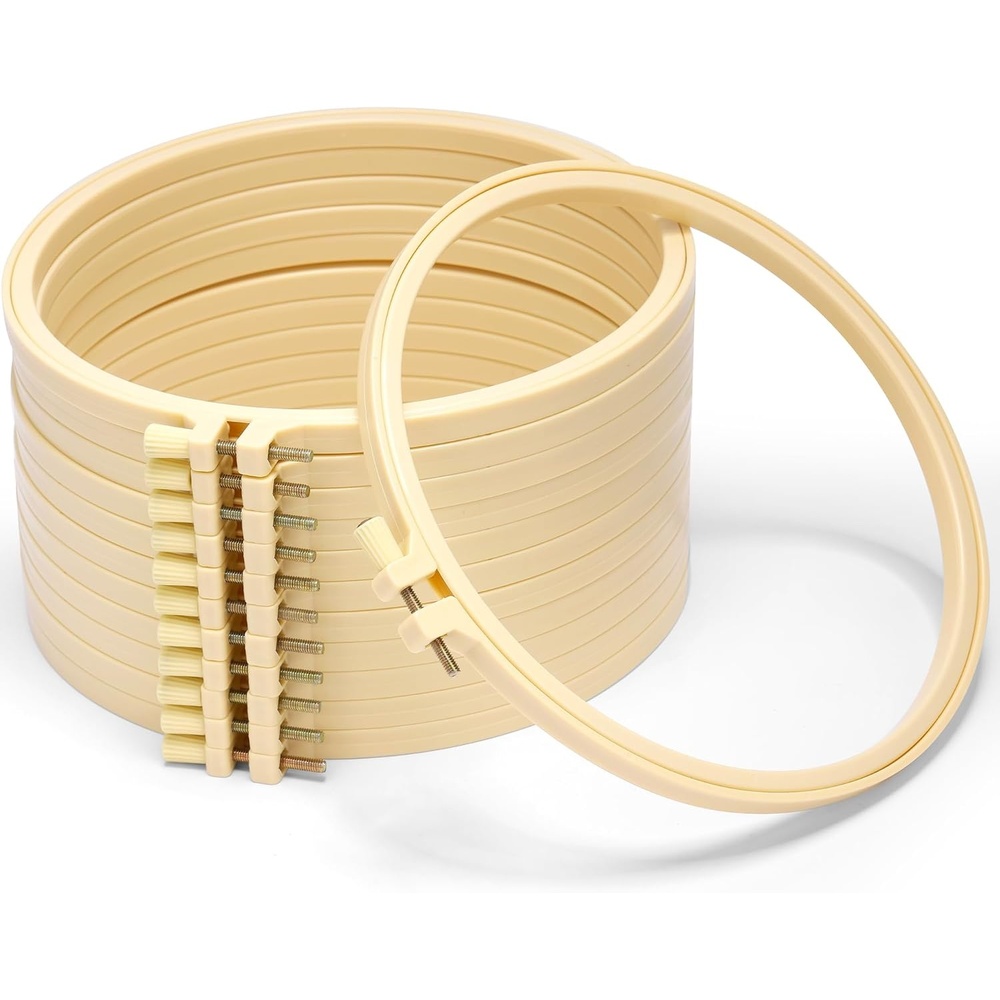 Caydo 12 Pieces 8 Inch Plastic Round Embroidery Hoops, Circle Cross Stitch Hoop Ring for Punch Needle and Art Craft Handy Sewing