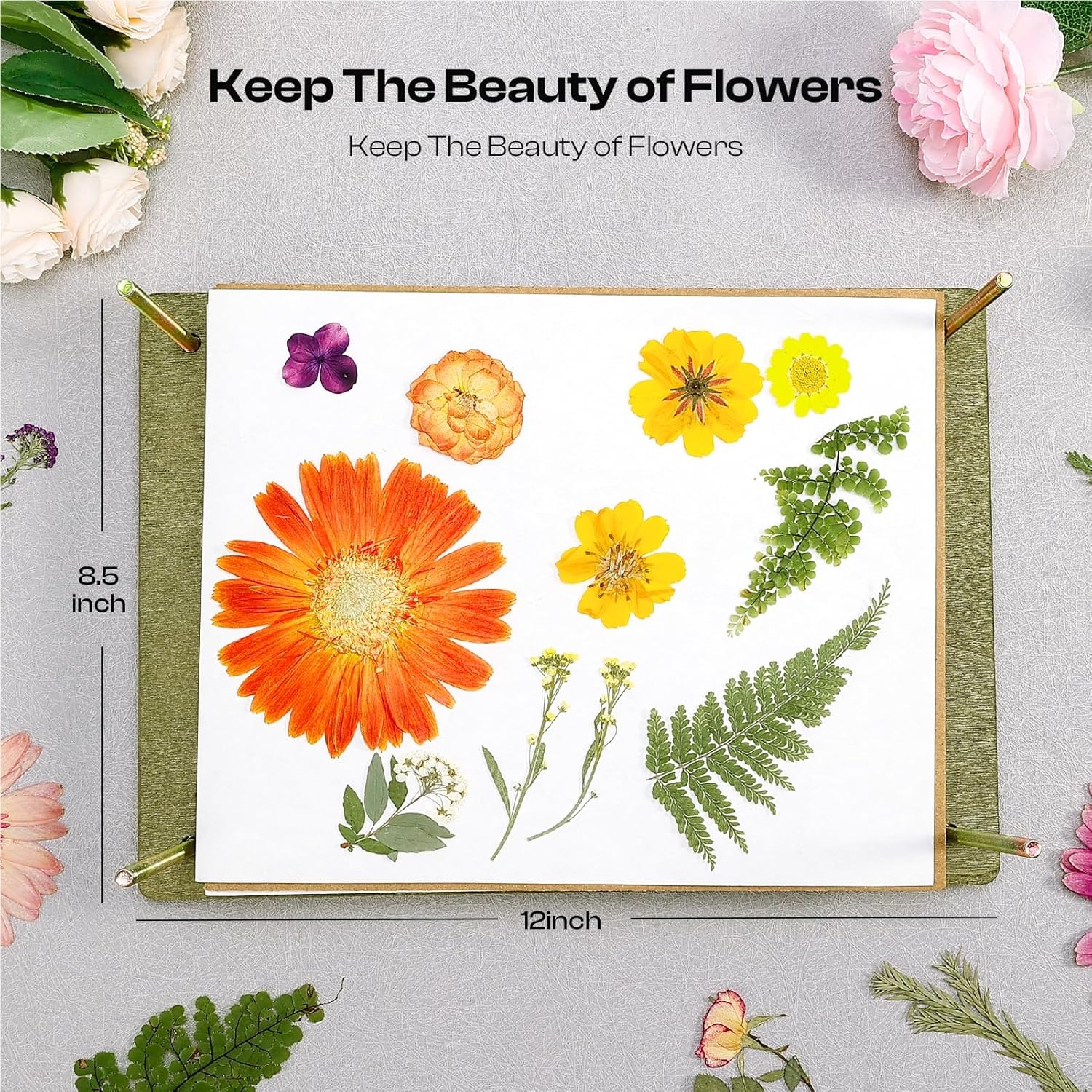 Caydo Flower Press Kit, 12 x 8.5 inches Flowers Pressing Kit & Wooden Flower Press 11″x11″ 10 Layers for Adults