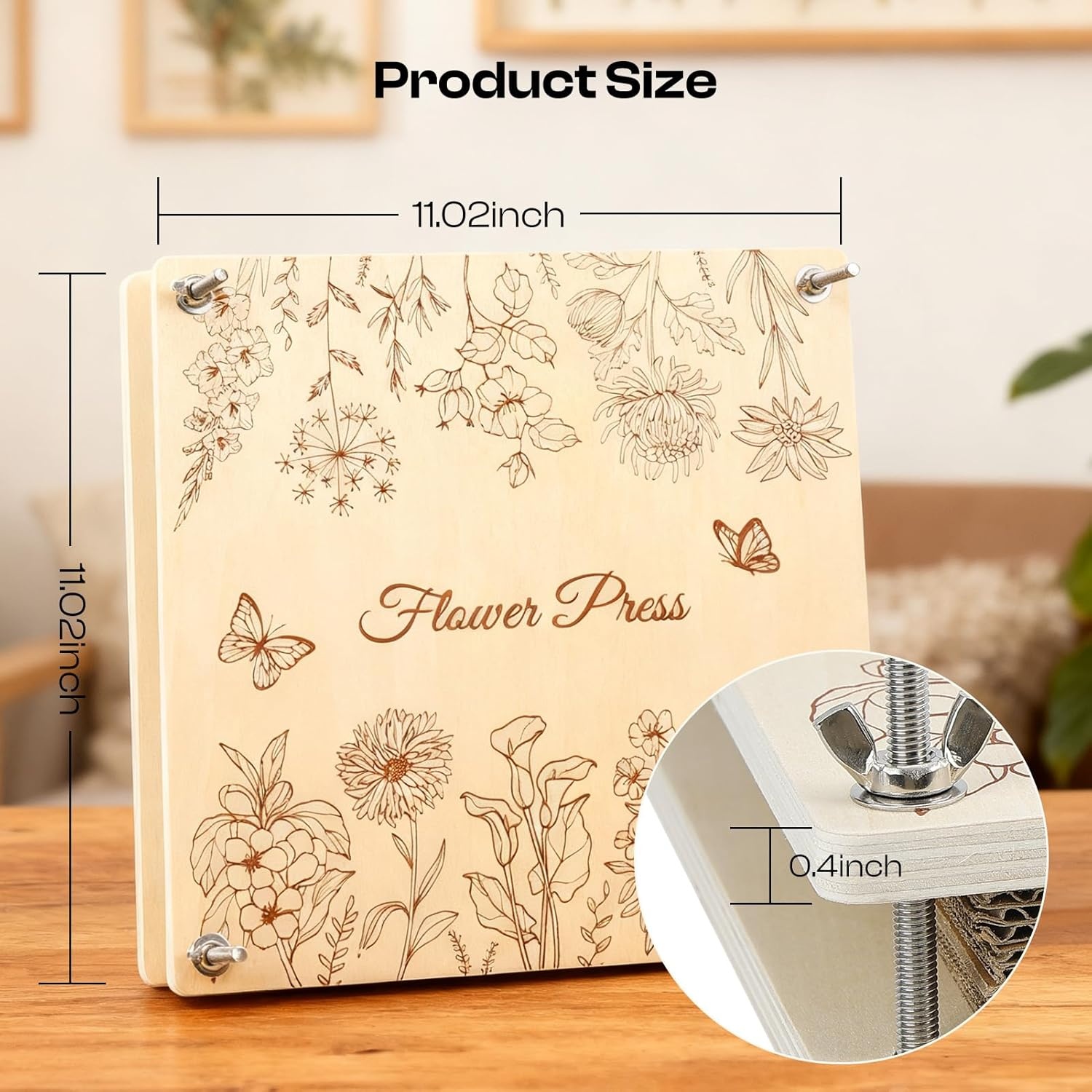 Caydo Flower Press Kit, 12 x 8.5 inches Flowers Pressing Kit & Wooden Flower Press 11″x11″ 10 Layers for Adults
