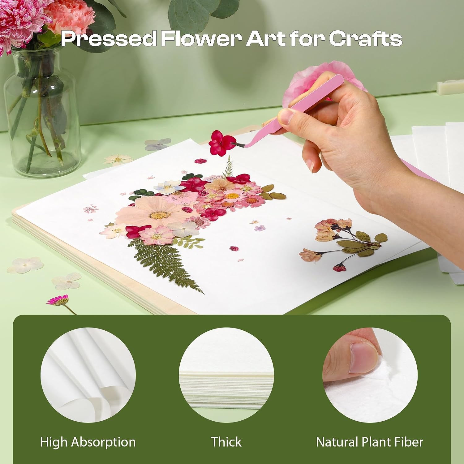 Caydo 20pcs Large 9.8″ x 7.8″ Blotting Paper for Flower Press Kit 8.3″x11.8″, Highly Absorbent&Reusable Blotter Papers for Flower Press & Herbarium, Simply Cutting Blotter Sheets for Craft Supplies(9.8″x7.8″ blotter papers for flower press)