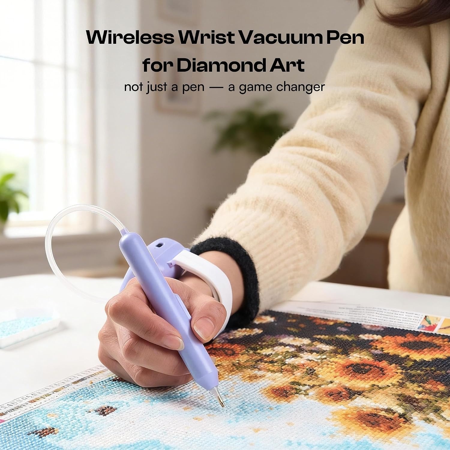 Caydo Diamond Art Pens, Wearable Wireless Electric Diamond Painting Pen, Rechargeable Vacuum No Wax DiamondArtPen, Ultra-Quiet DiamondPainting Tools for DiamondArt Kits for Adults, EP5