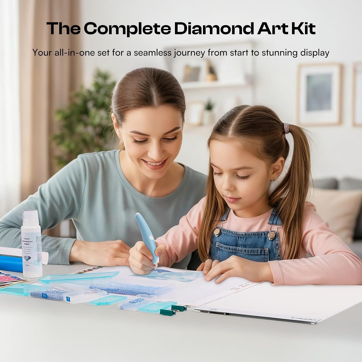 Caydo 36Pcs Diamond Art Storage Trays with Lids, Large and Small Size Diamond Art Painting Containers, 2-in-1 Bead Storage and Line-Up Accessories for Diamond Art Painting, Box Package(A4 Light Pad Kit)