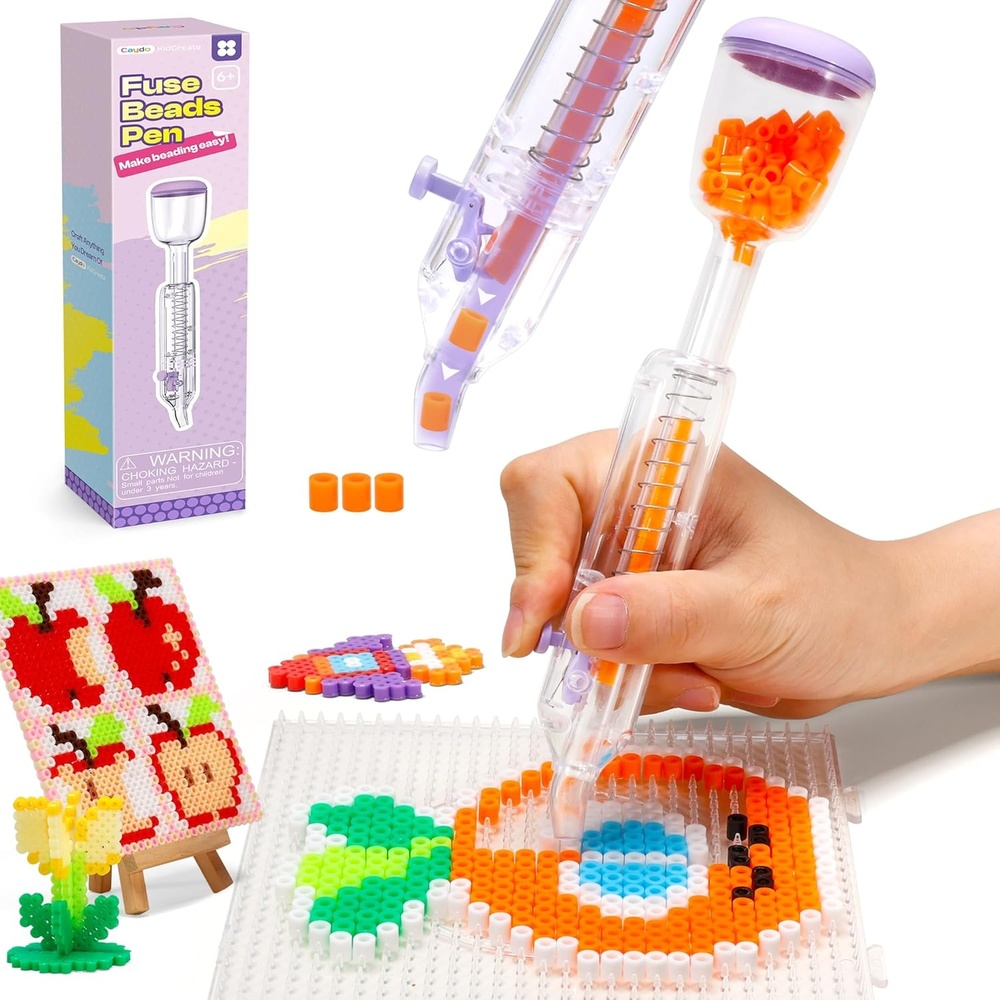 Caydo 2Pack 5mm Fuse Bead Pen, Purple Fuse Beads Dispenser for Home DIY Decor, Parent-Child Interaction and Kid’s Crafts Boosts Efficiency Saves Time High Capacity & Transparent Pen Body(Patented)(1 Pack)