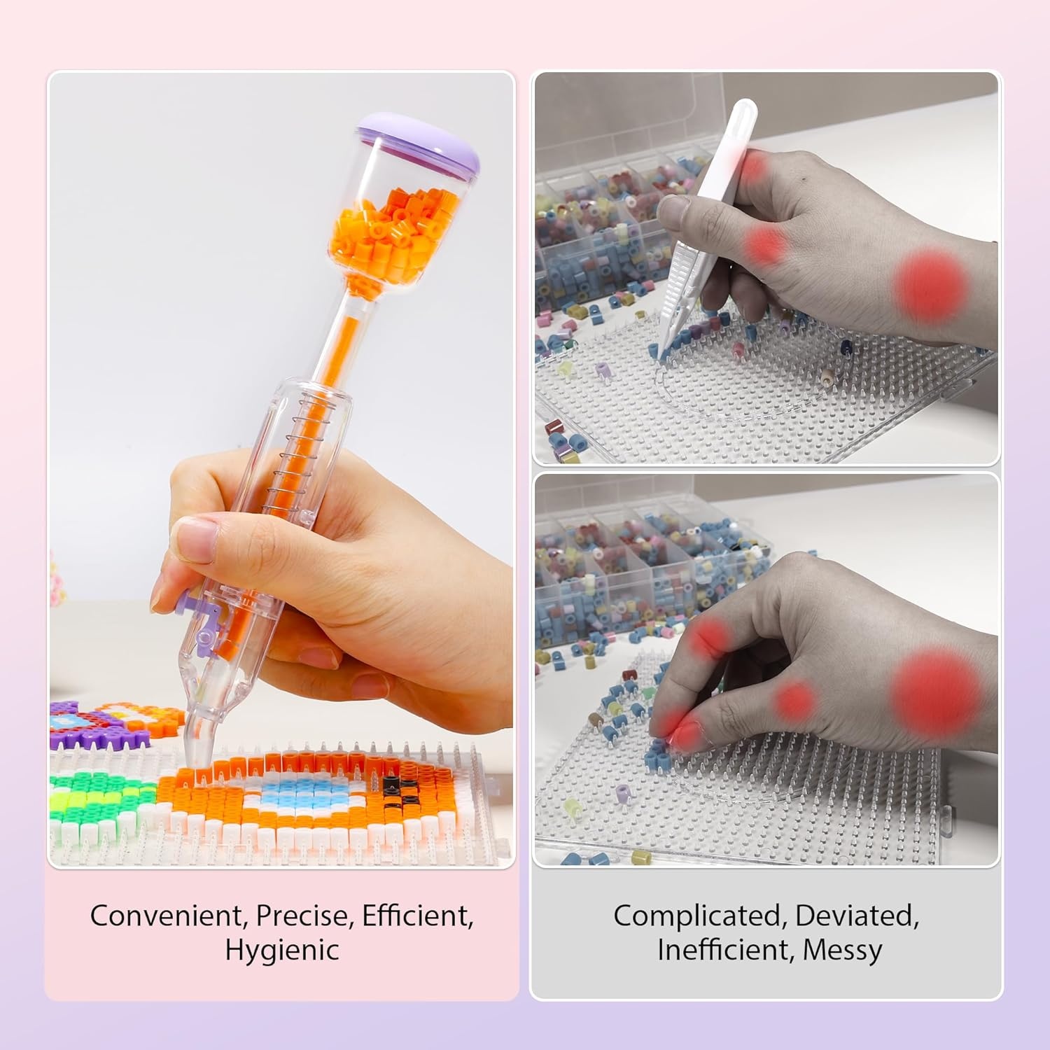 Caydo 2Pack 5mm Fuse Bead Pen, Purple Fuse Beads Dispenser for Home DIY Decor, Parent-Child Interaction and Kid’s Crafts Boosts Efficiency Saves Time High Capacity & Transparent Pen Body(Patented)(1 Pack)