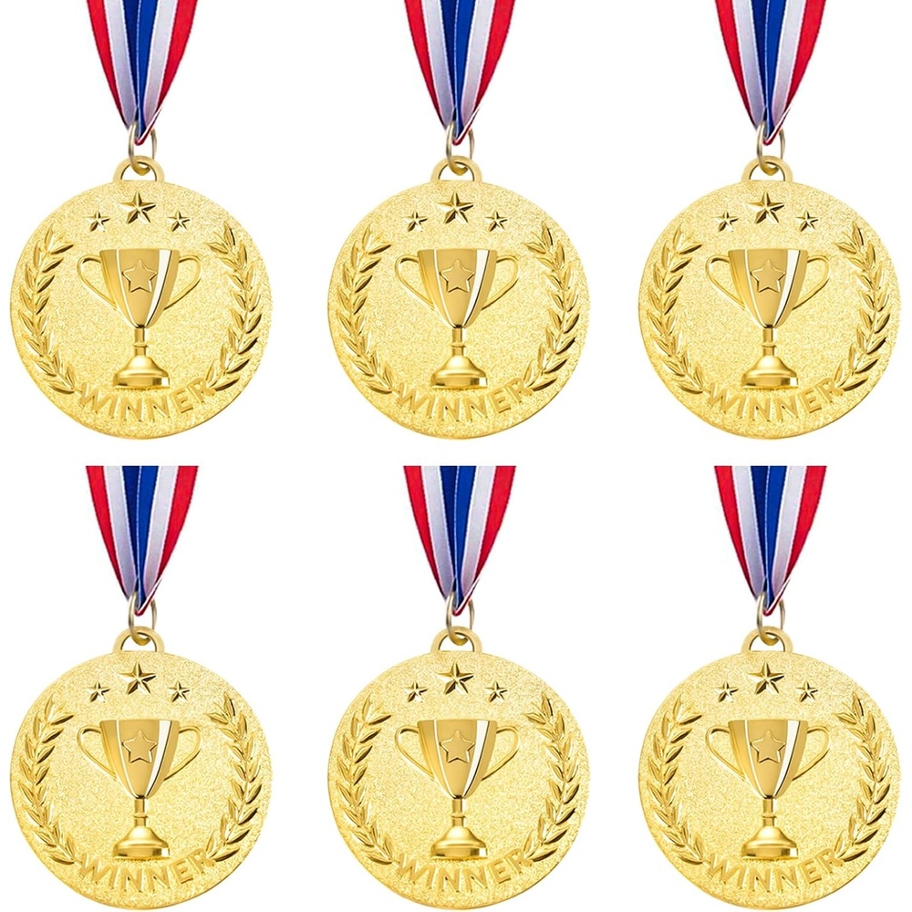 Caydo 6 Pieces 2 Inch Gold Award Medals Winner Medals Gold Prizes for Competitions, Party, Sports