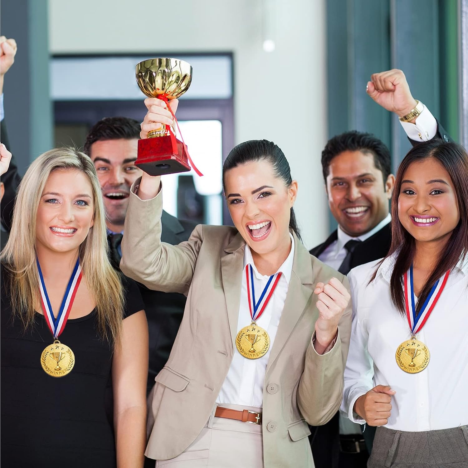 Caydo 6 Pieces 2 Inch Gold Award Medals Winner Medals Gold Prizes for Competitions, Party, Sports