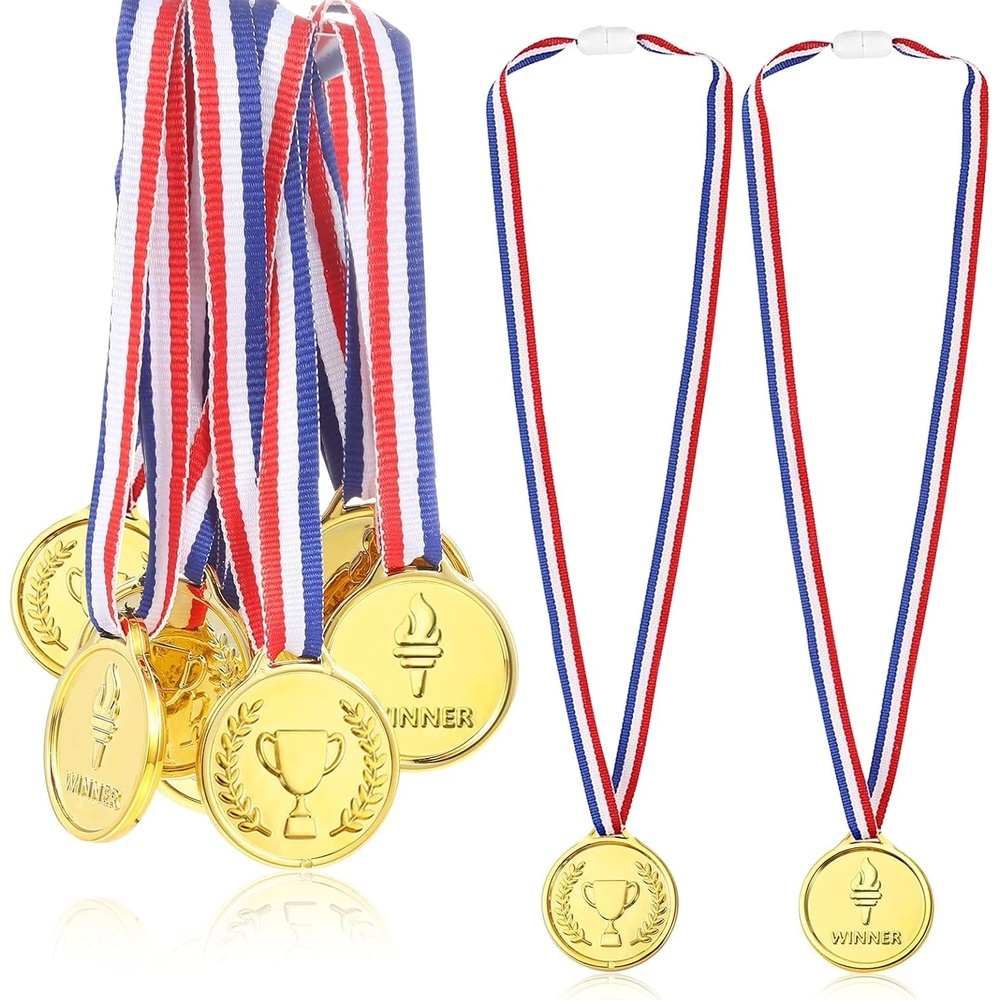 Caydo Gold Medals for Kids, Plastic Medals for Awards Winner Award Medals for Children’s Game Prizes, School Sports Games, Competitions, Family Gatherings(24PCS/100PCS)(24PCS)
