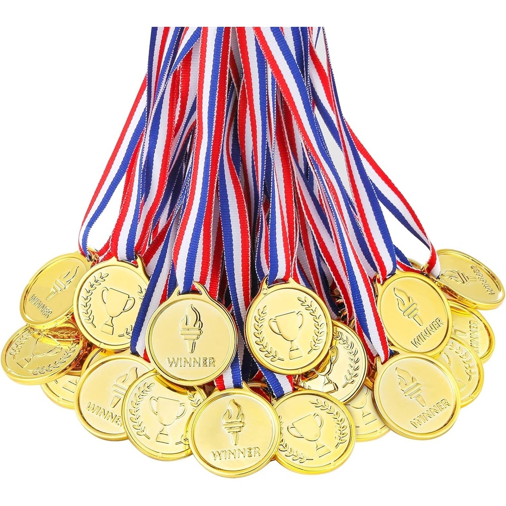 Caydo Gold Medals for Kids, Plastic Medals for Awards Winner Award Medals for Children’s Game Prizes, School Sports Games, Competitions, Family Gatherings(24PCS/100PCS)(100PCS)