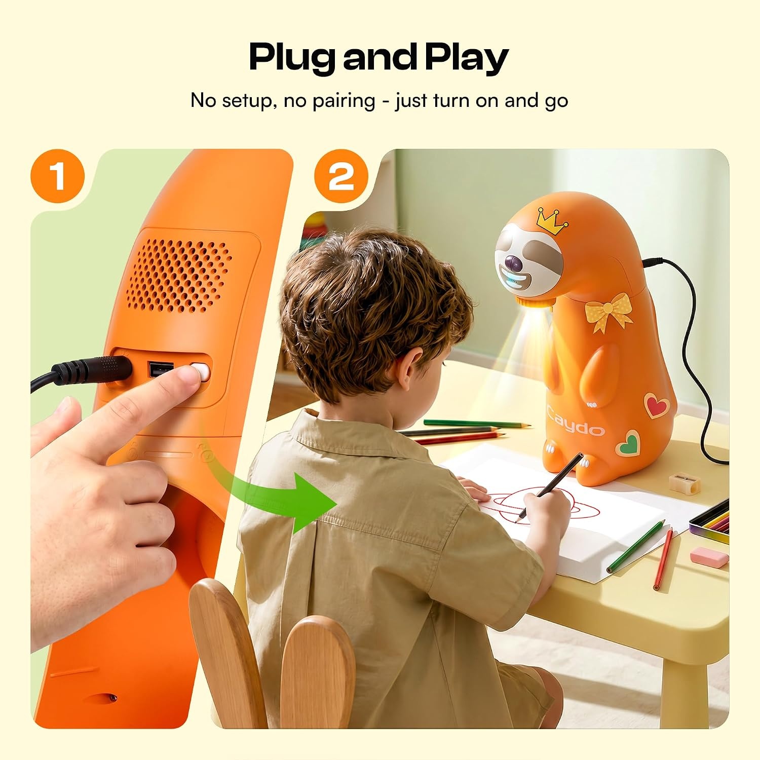 Caydo T3 Joy Drawing Projector for Kids, SGS Certified Eye Protection, Screen-Free Art & Craft Activity with 120 Built-in Step-by-Step Tracing Patterns, Gift for Boys Girls Ages 4-10
