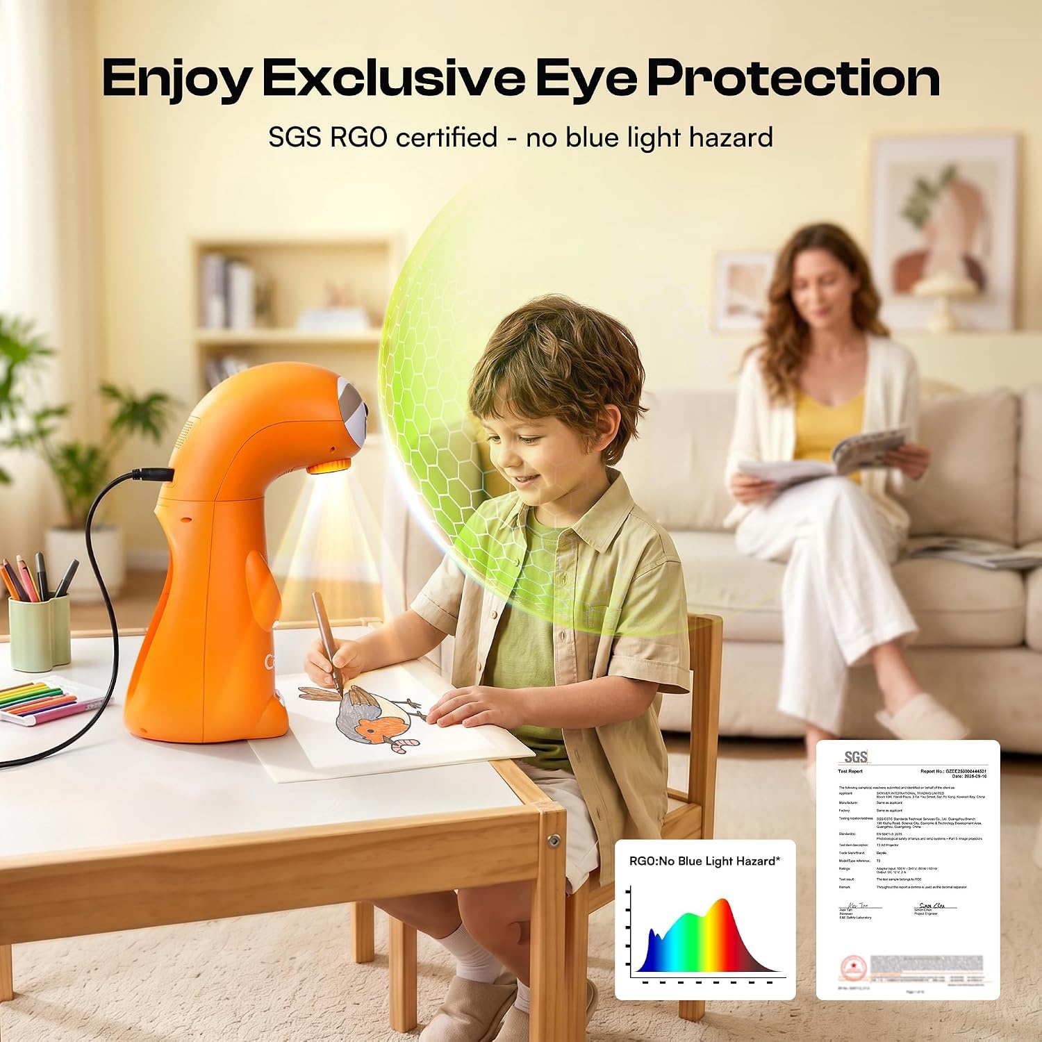 Caydo T3 Joy Drawing Projector for Kids, SGS Certified Eye Protection, Screen-Free Art & Craft Activity with 120 Built-in Step-by-Step Tracing Patterns, Gift for Boys Girls Ages 4-10