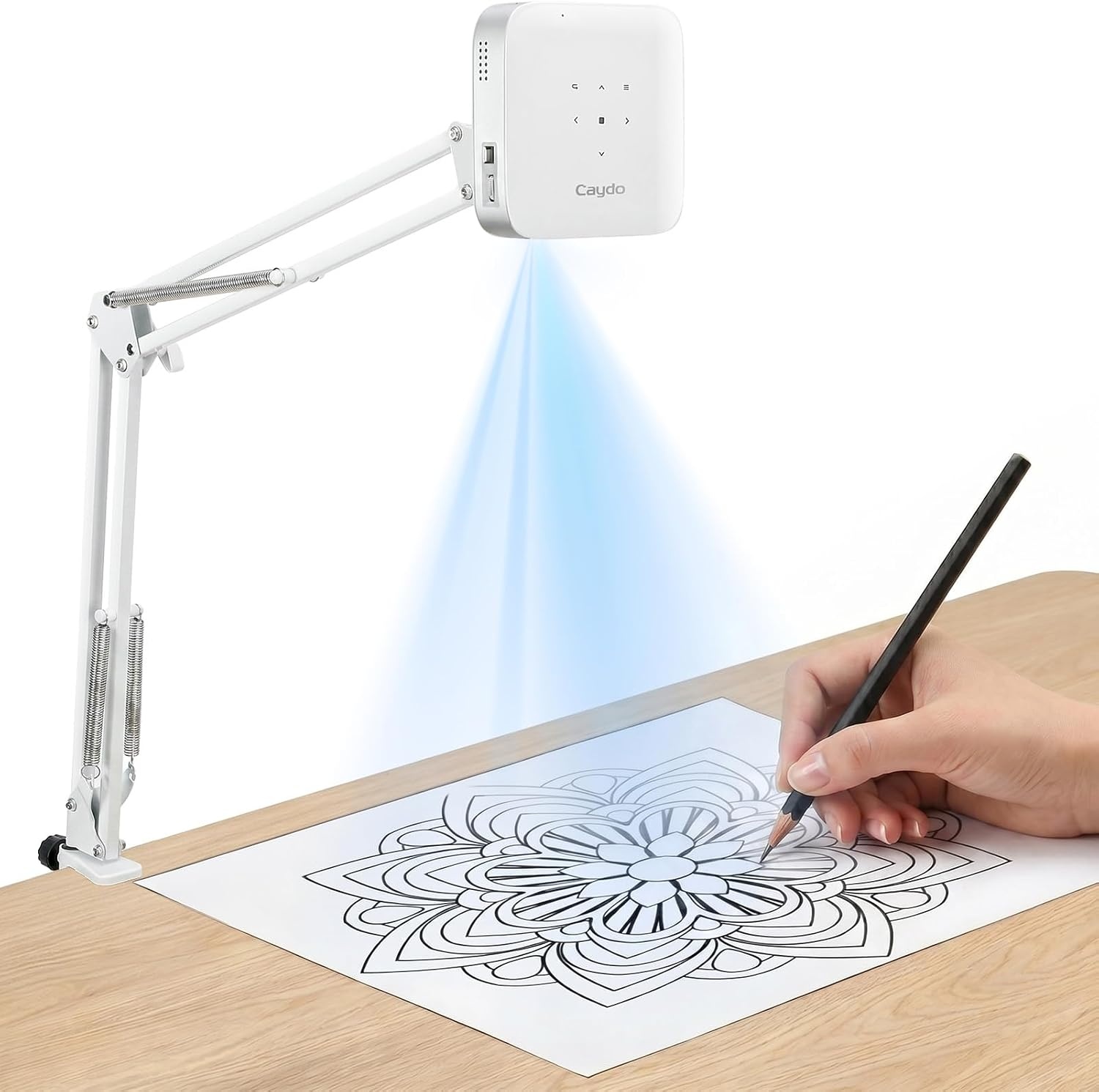 Caydo M1C Art Projector, Rechargeable DLP Drawing Projector with Exclusive Art Drawing App, Portable Tracing Projector for Canvas, Pico Cookie Projector for Decorating, 4K Support, 100’’ Display(White)